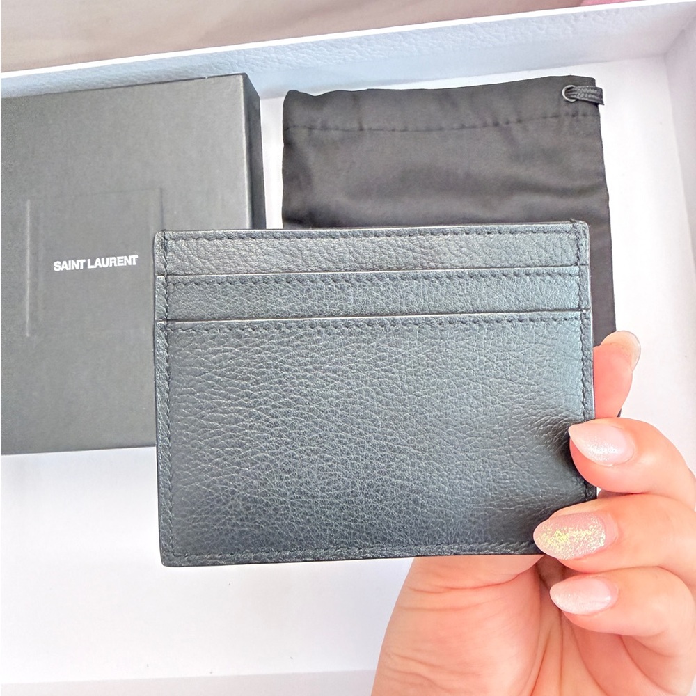 Saint Laurent Black Card Holder with Gold Logo - Picture 4 of 8